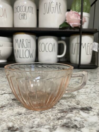 Jeannette Pink Sierra Pinwheel Cup Depression Glass Art Deco (4 Available)