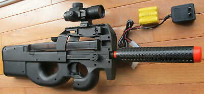 Airsoft Electric Gun P90 Style W/red Dot Scope, Bb Target, Shoot Up To 240 Fps