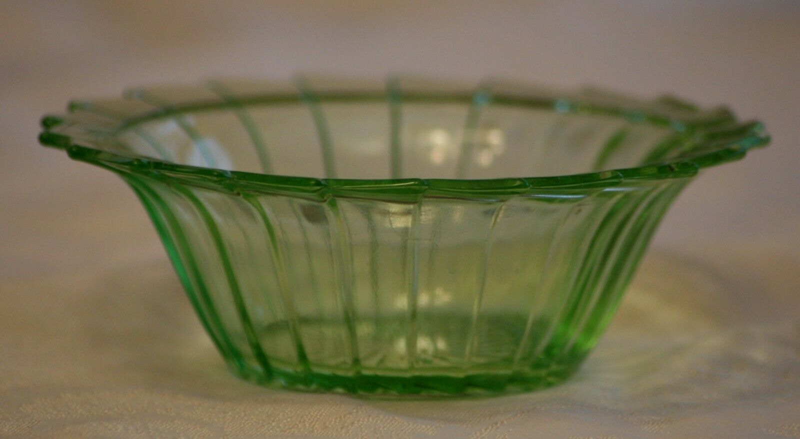 2 Green Sierra  Depression Glass Flared Bowls,   Original