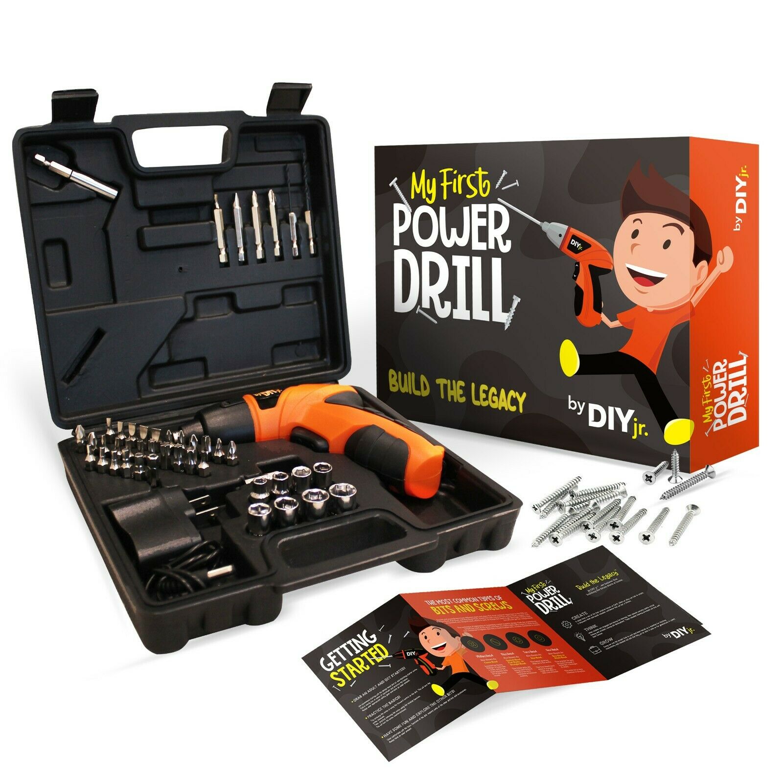 My First Power Drill Set With Case - Real Cordless Drill For Boys And Girls
