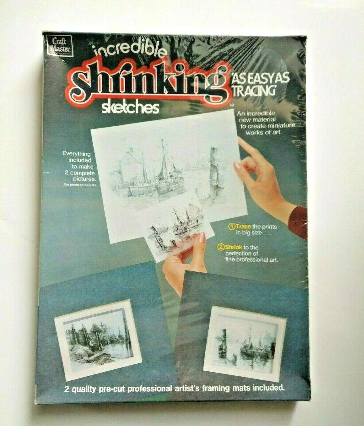 Incredible Shrinking Sketches Shrinky Dink Art Crafts Trace Drawing Vintage 1974