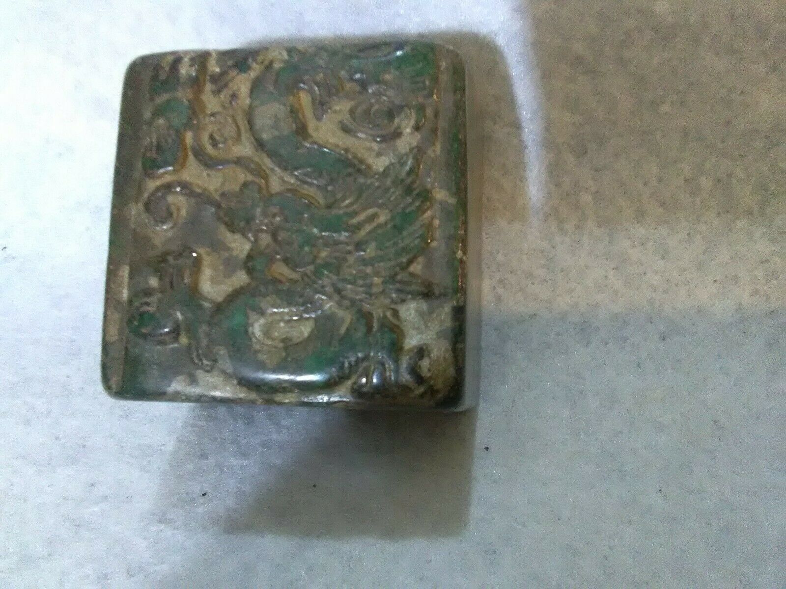 8/26a Ancient Chinese Tang Dynasty Green Jade Dragon Military Seal 600-900ad